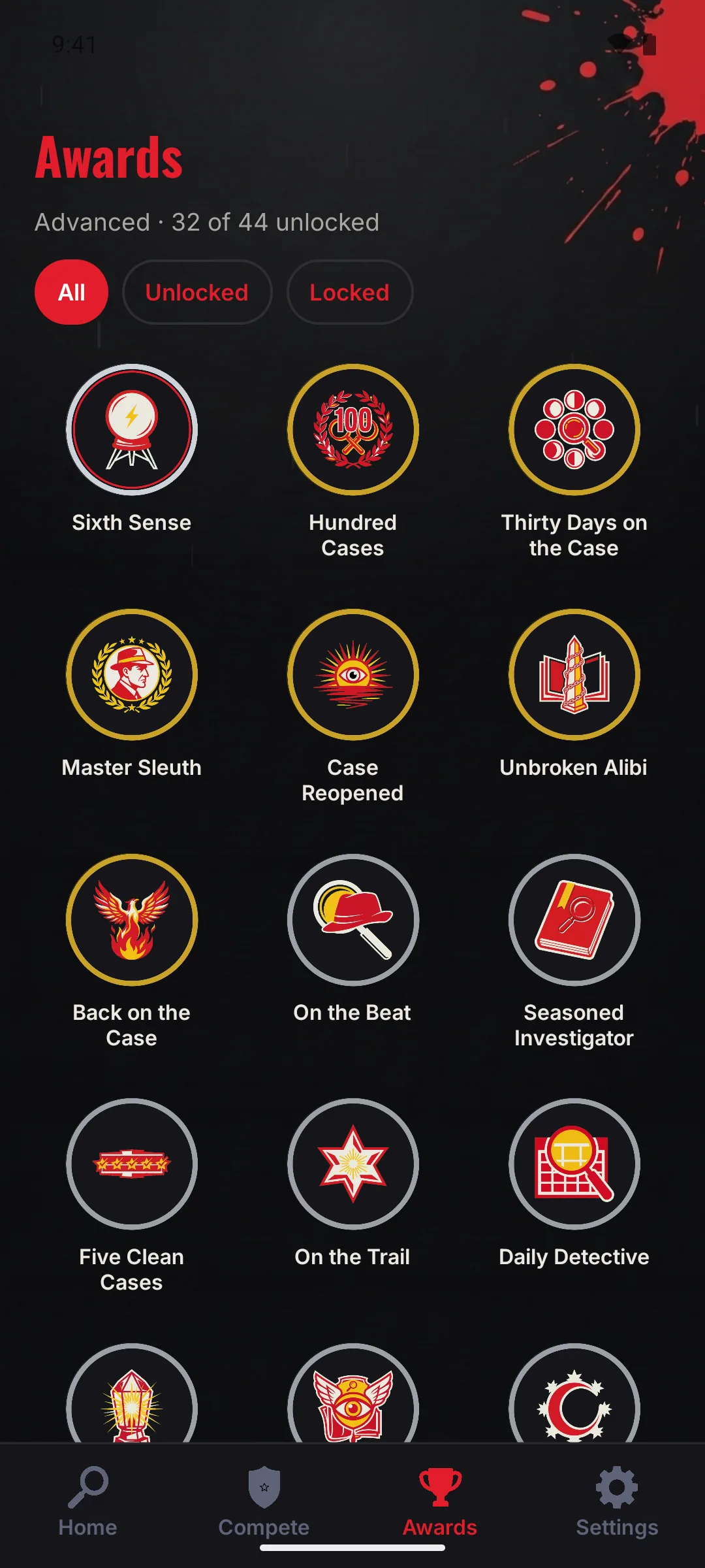 Crime & Mystery Trivia — Achievements