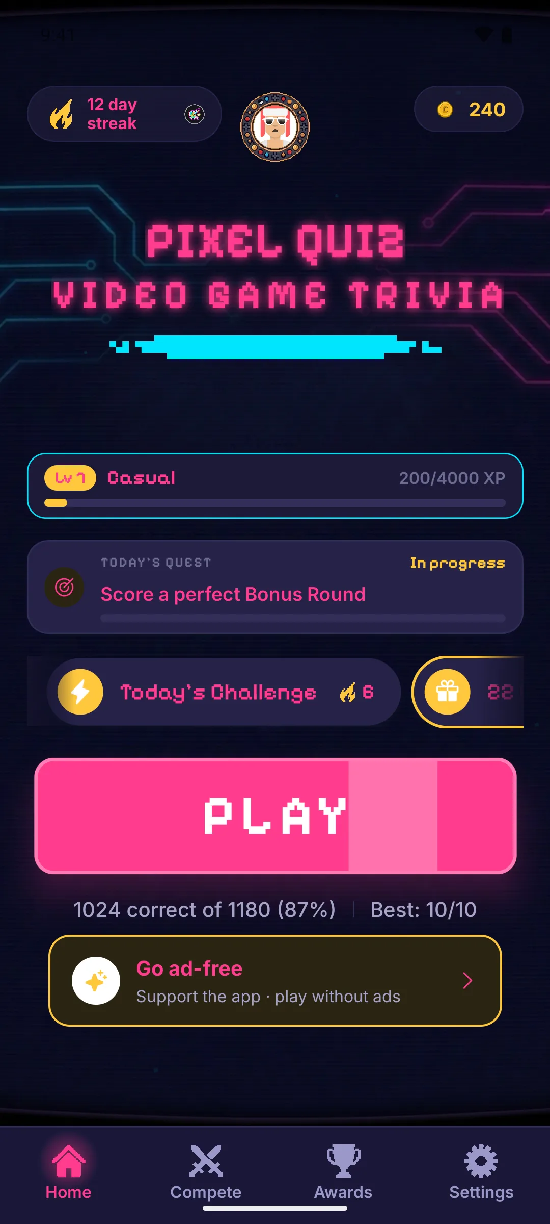 Pixel Quiz: Video Game Trivia — Home